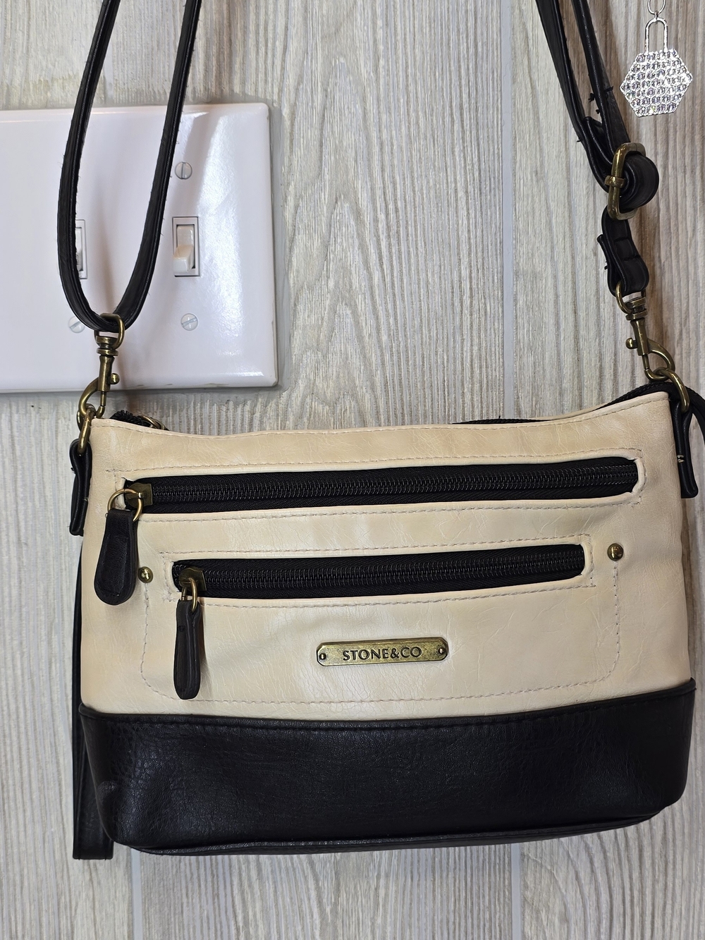 Stone & Co. Cream and Black Crossbody Bag